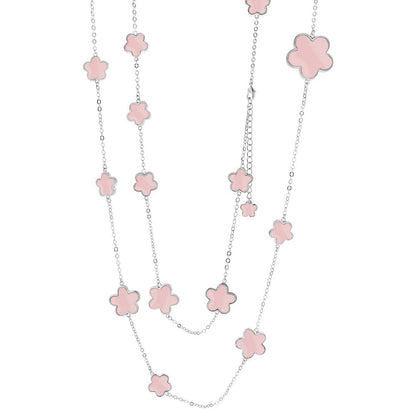 Daisy Love Necklace — long necklace with pink flower charms on a silver chain, Lauren G Adams on Tampa Home & Garden Store