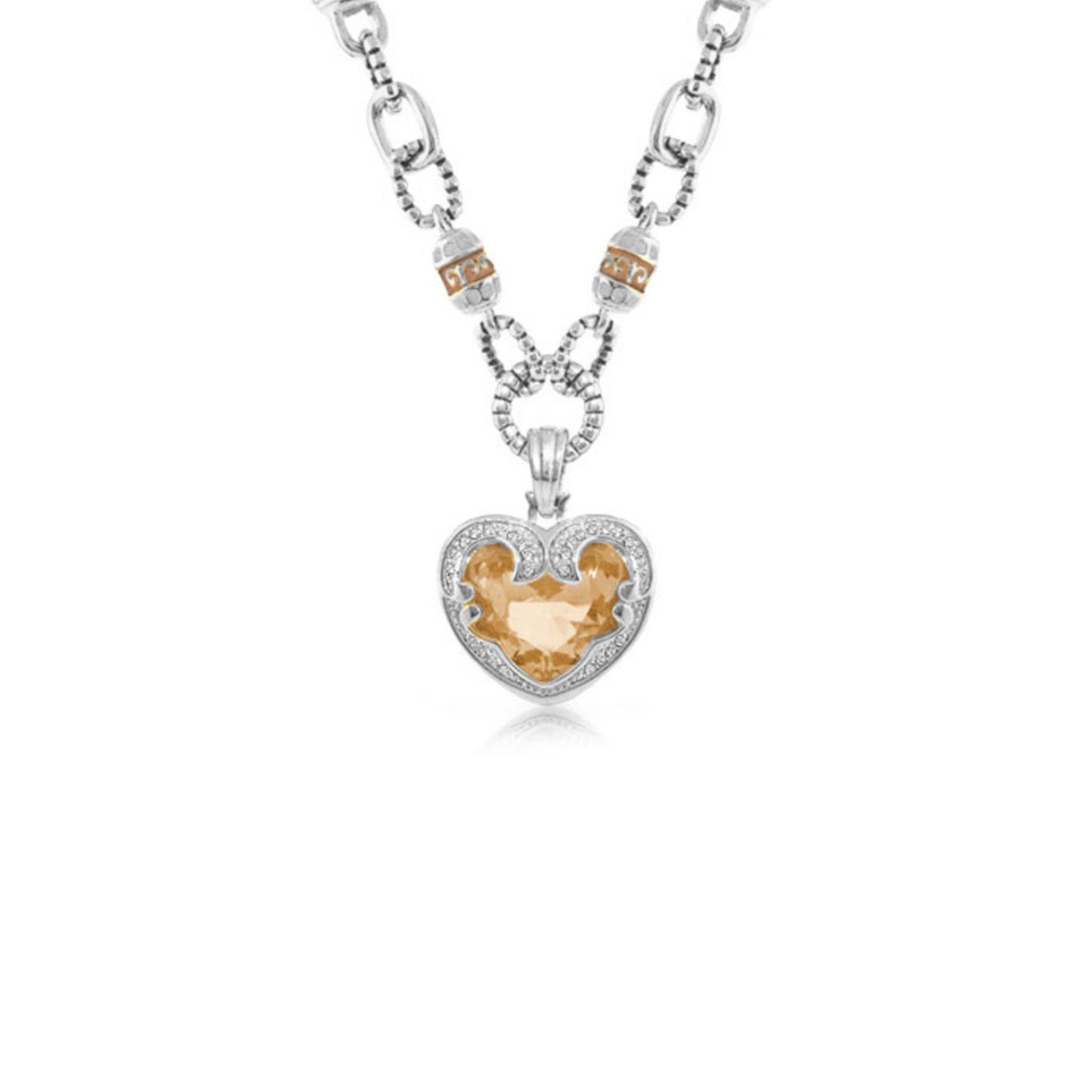 Renaissance Hearts necklace Lauren G Adams orange heart pendant with pavé halo on silver chain on Tampa Home & Garden Store