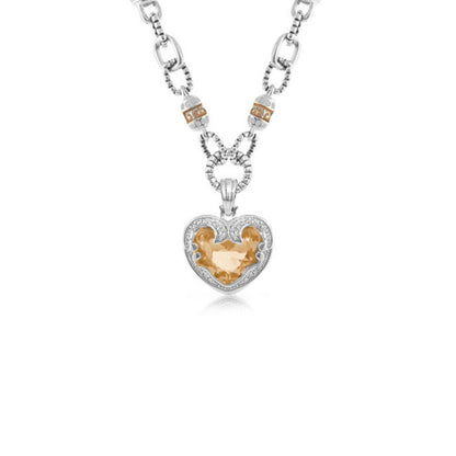 Renaissance Hearts necklace Lauren G Adams orange heart pendant with pavé halo on silver chain on Tampa Home & Garden Store