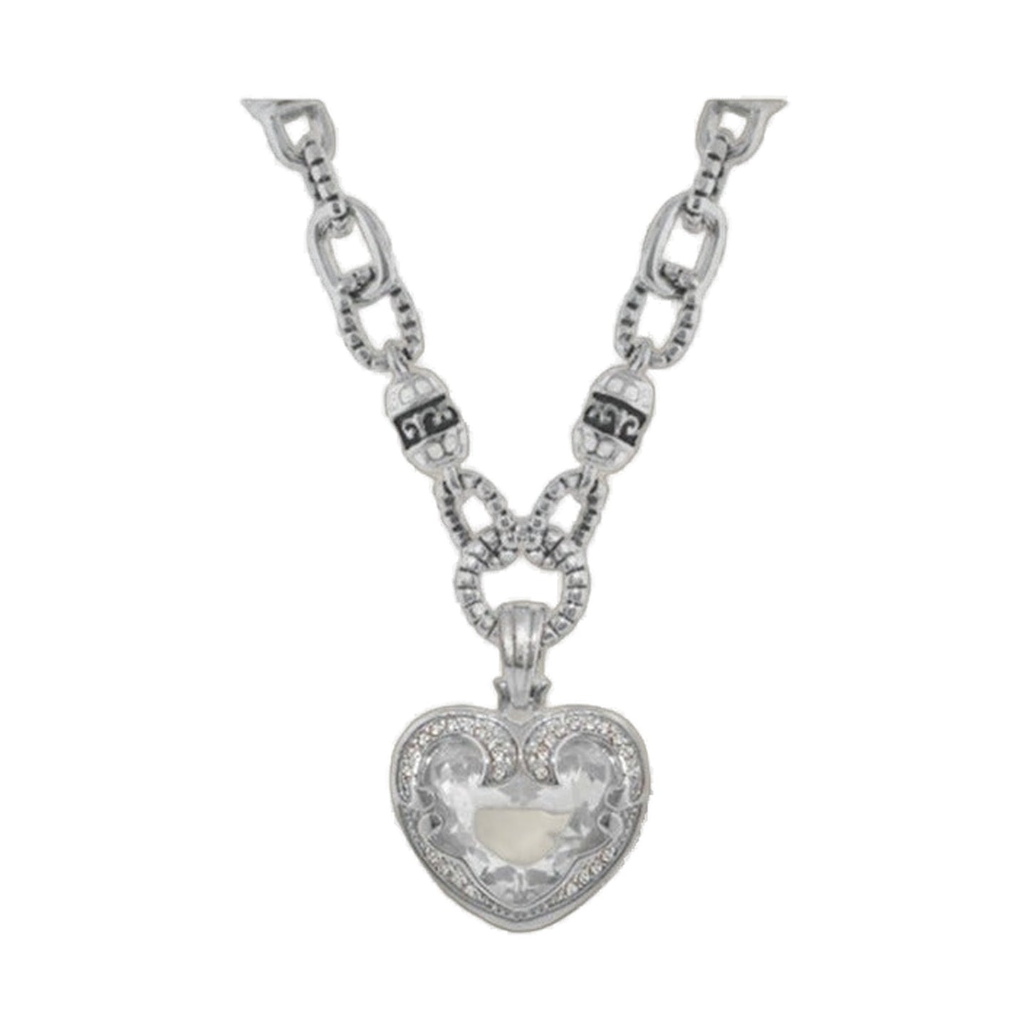Renaissance Hearts necklace by Lauren G Adams with silver segmented chain and ornate heart pendant on Tampa Home & Garden Store