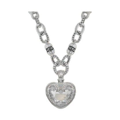 Renaissance Hearts necklace by Lauren G Adams with silver segmented chain and ornate heart pendant on Tampa Home & Garden Store