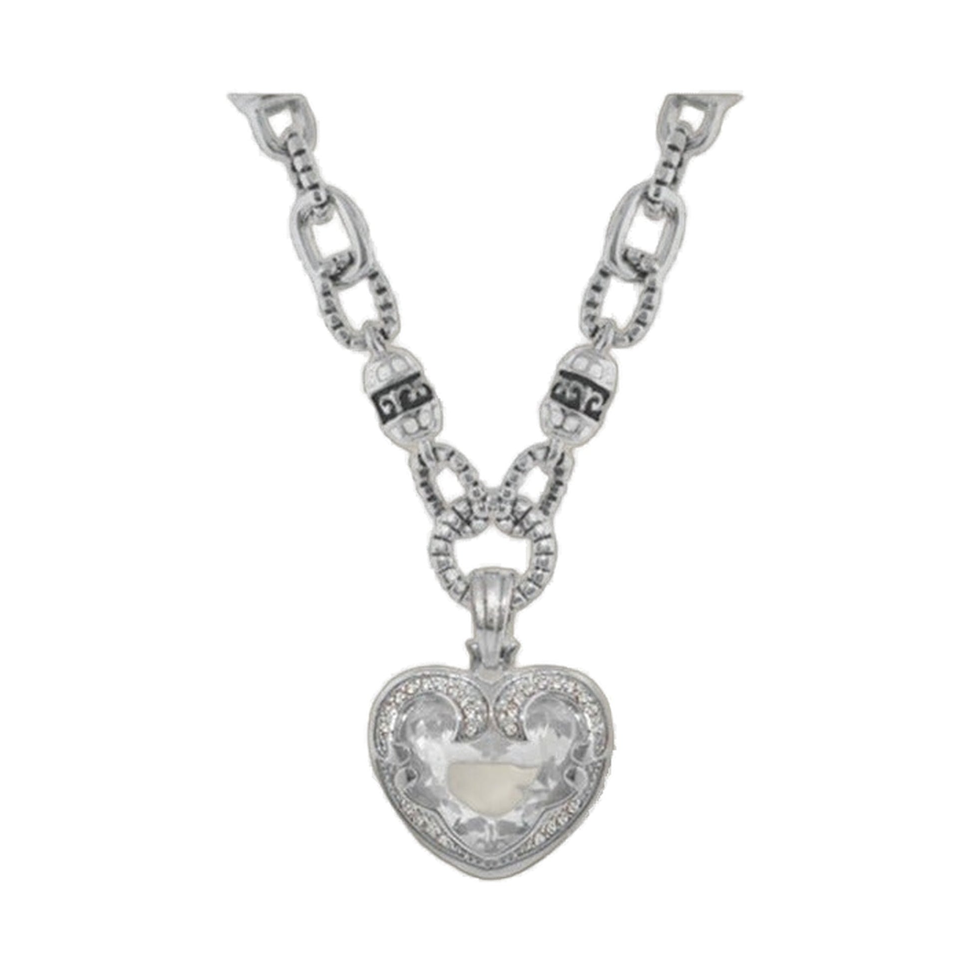 Renaissance Hearts necklace by Lauren G Adams, silver-tone chain with ornate heart pendant on Tampa Home & Garden Store