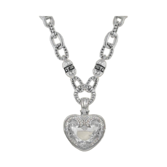 Renaissance Hearts necklace by Lauren G Adams, silver-tone chain with ornate heart pendant on Tampa Home & Garden Store