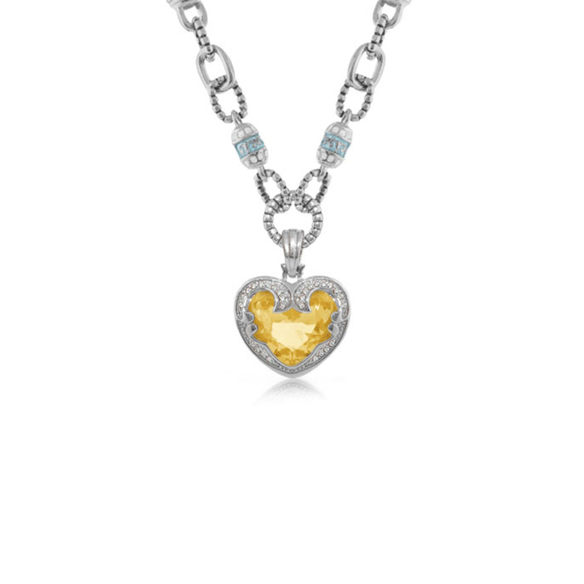 Renaissance Hearts necklace by Lauren G Adams with a yellow heart pendant on a silver chain on Tampa Home & Garden Store