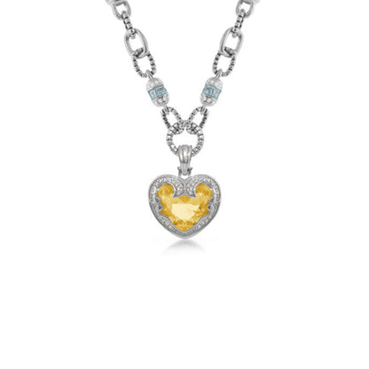 Renaissance Hearts necklace by Lauren G Adams with a yellow heart pendant on a silver chain on Tampa Home & Garden Store