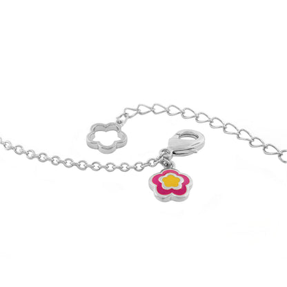 Earth Wind and Pave Necklace pendant pink flower charm on silver chain by Lauren G Adams on Tampa Home & Garden Store