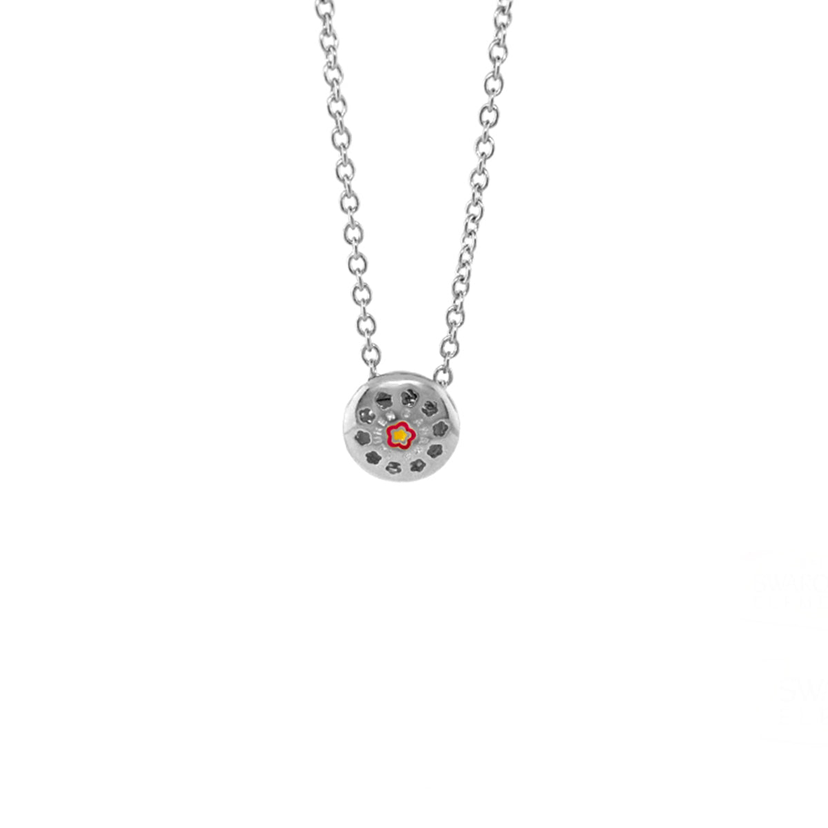 Earth Wind and Pave Necklace pendant in silver with pavé stones and a small flower center on Tampa Home & Garden Store