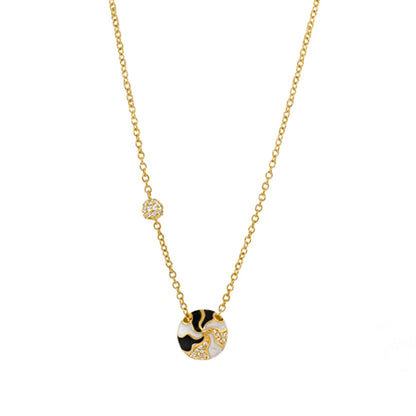 Earth Wind and Pave Necklace pendant gold-tone chain with black white enamel orb crystals on Tampa Home & Garden Store