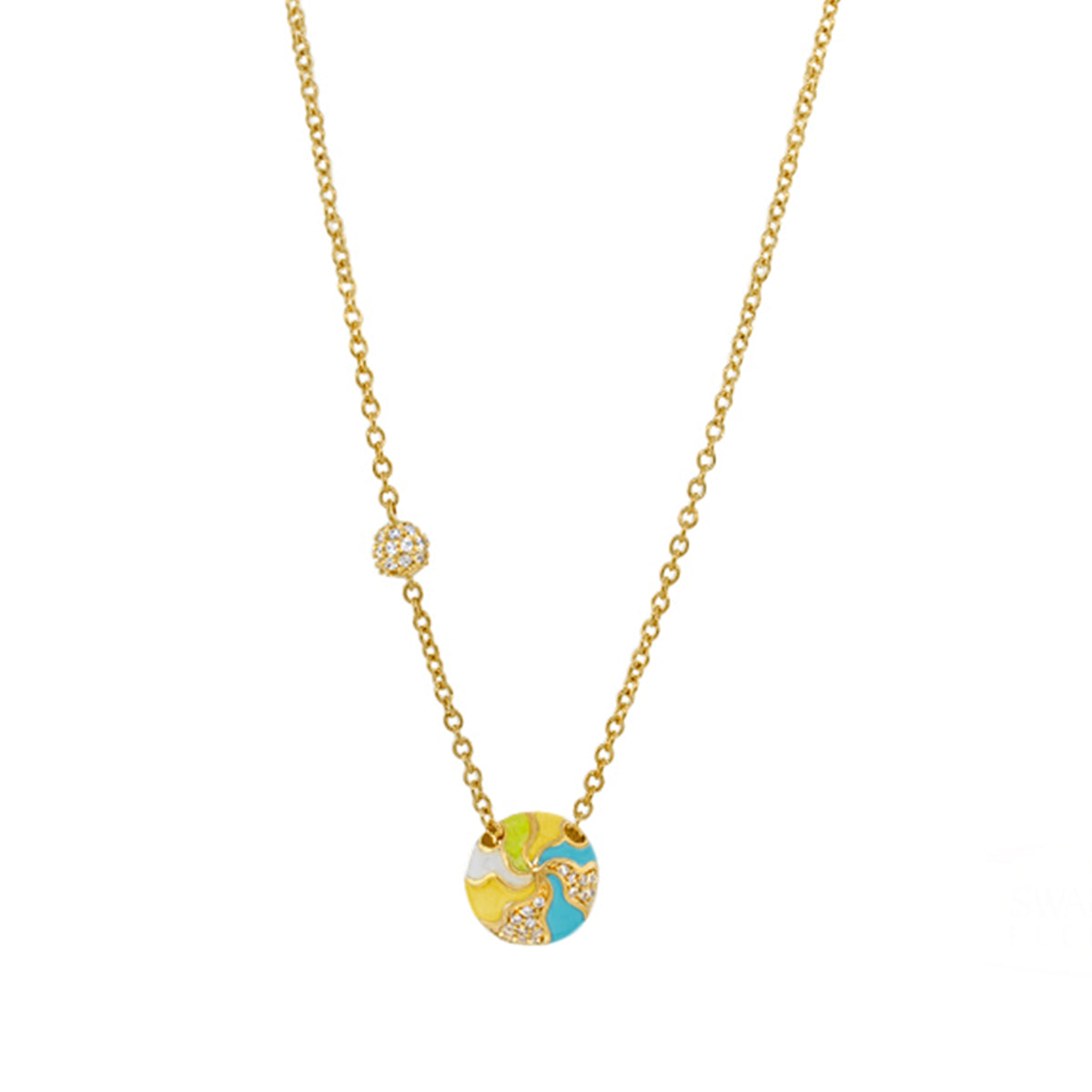 Earth Wind and Pave Necklace pendant on gold-tone chain with pavé bead by Lauren G Adams on Tampa Home & Garden Store