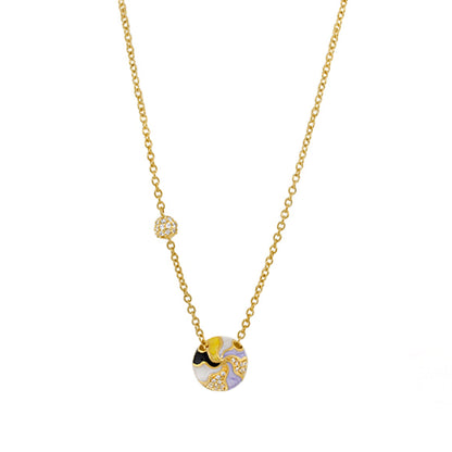 Earth Wind and Pave Necklace pendant gold-tone chain with enamel disc and pavé ball on Tampa Home & Garden Store