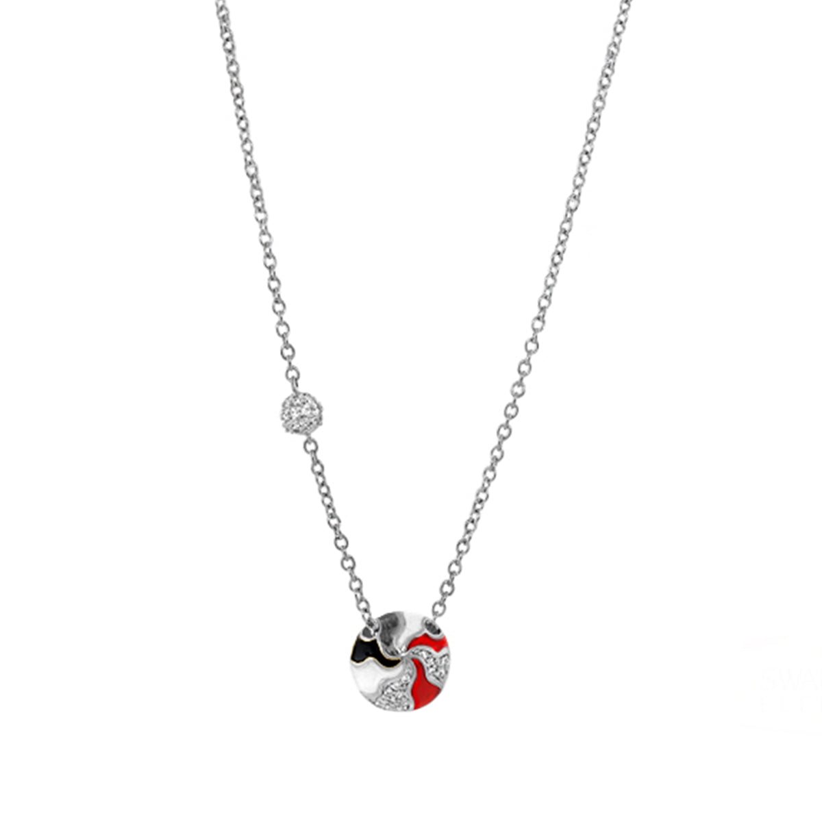 Earth Wind and Pave Necklace pendant by Lauren G Adams, colorblock pave disc on silver chain on Tampa Home & Garden Store