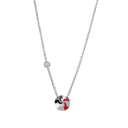 Earth Wind and Pave Necklace pendant by Lauren G Adams, colorblock pave disc on silver chain on Tampa Home & Garden Store