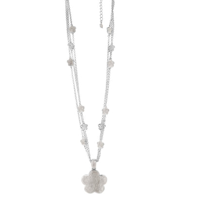 Daisy Pendant Necklace by Lauren G Adams, silver-tone layered chain with floral charms on Tampa Home & Garden Store