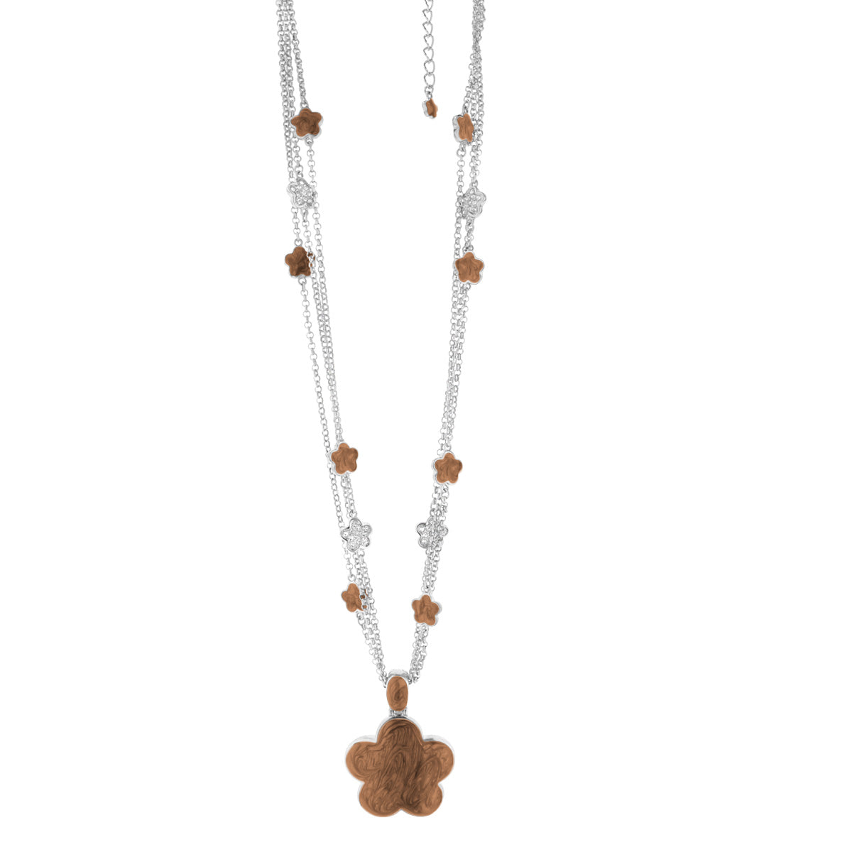 Daisy Pendant Necklace by Lauren G Adams, chains with copper daisies and a flower pendant on Tampa Home & Garden Store