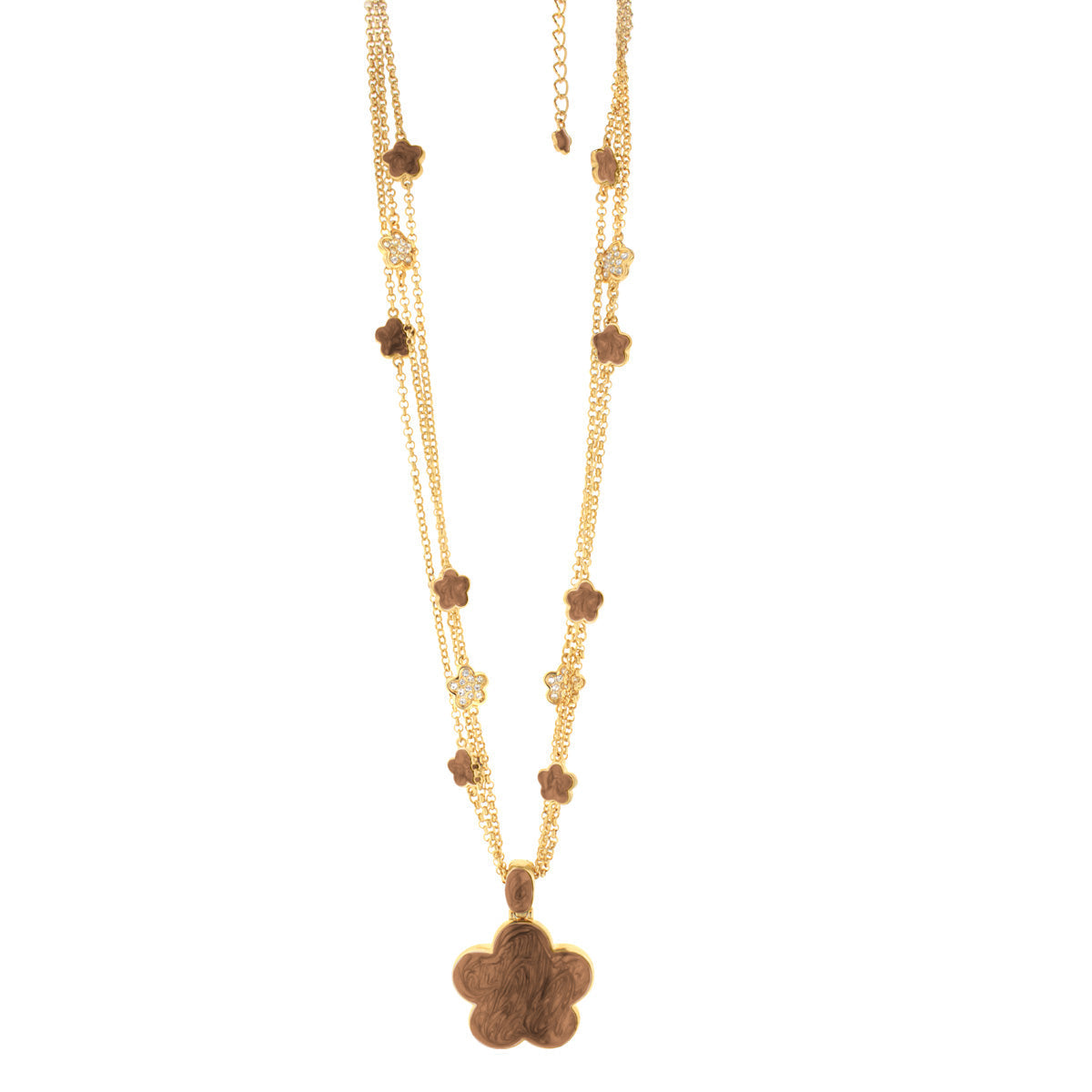 Daisy Pendant Necklace by Lauren G Adams in gold-tone with tiered chain and flower charms on Tampa Home & Garden Store