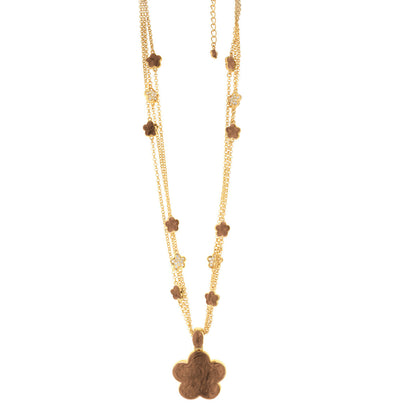 Daisy Pendant Necklace by Lauren G Adams in gold-tone with tiered chain and flower charms on Tampa Home & Garden Store