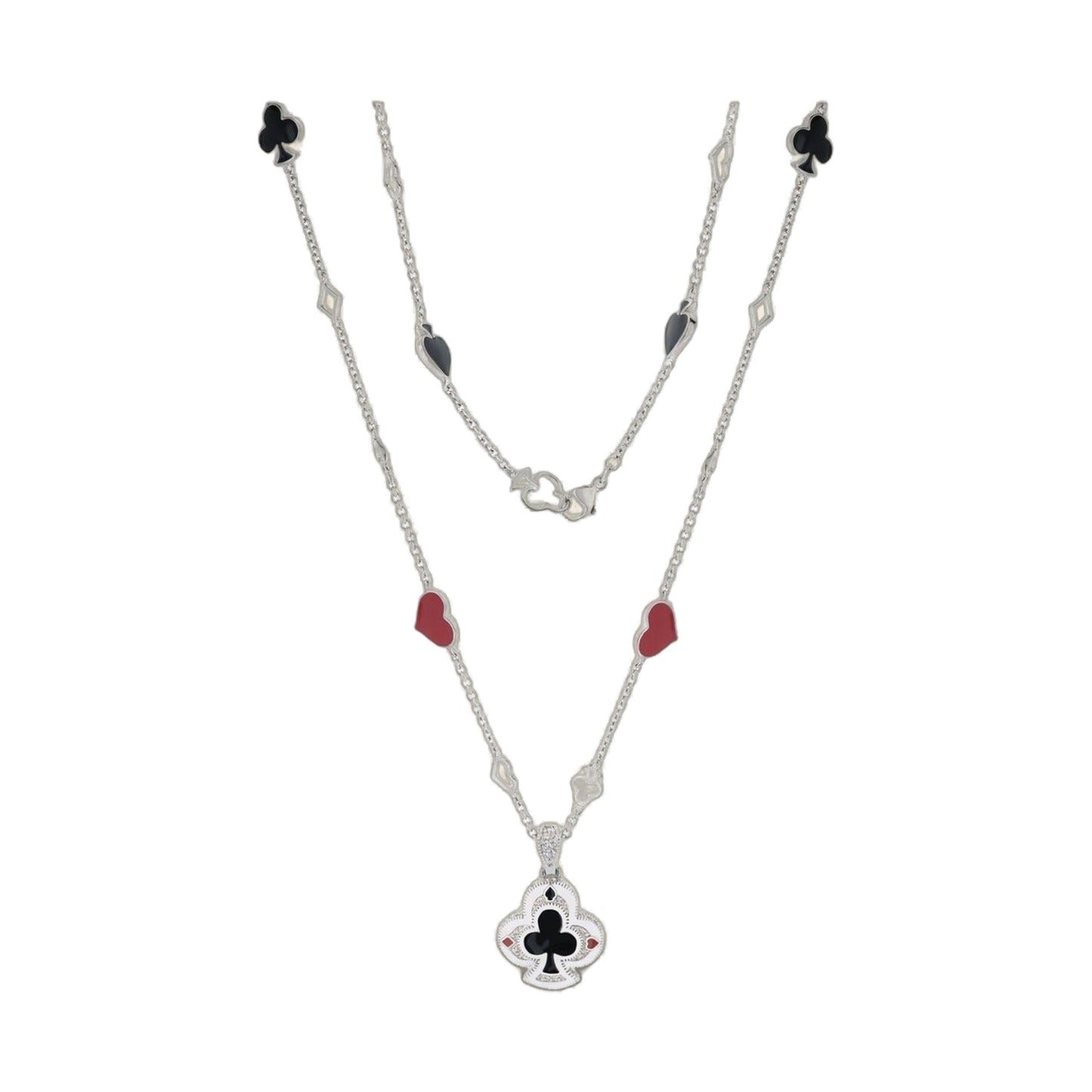 Players Club Necklaces by Lauren G Adams, silver-tone layered chains with black clubs on Tampa Home & Garden Store