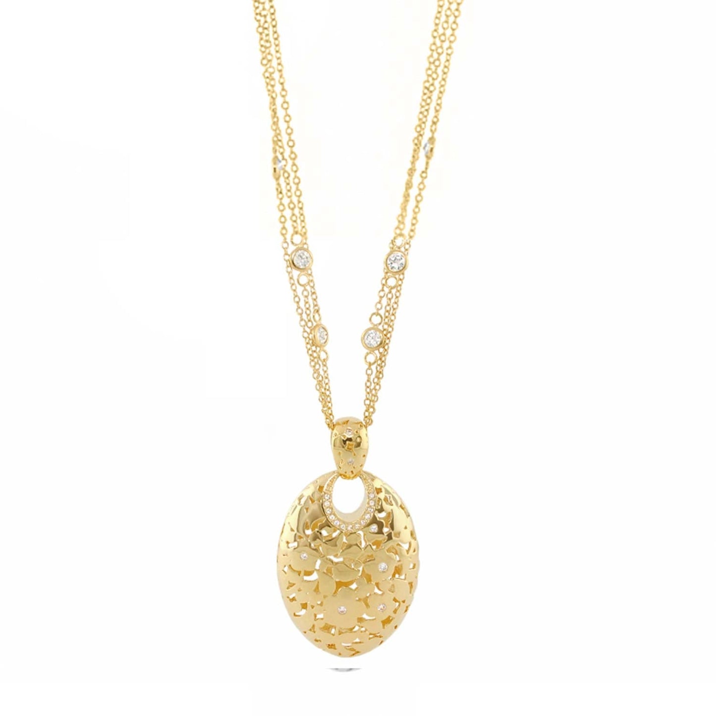 Pendant Flowers by Orly Openwork Oval on gold chain with diamond accents by Lauren G Adams on Tampa Home & Garden Store