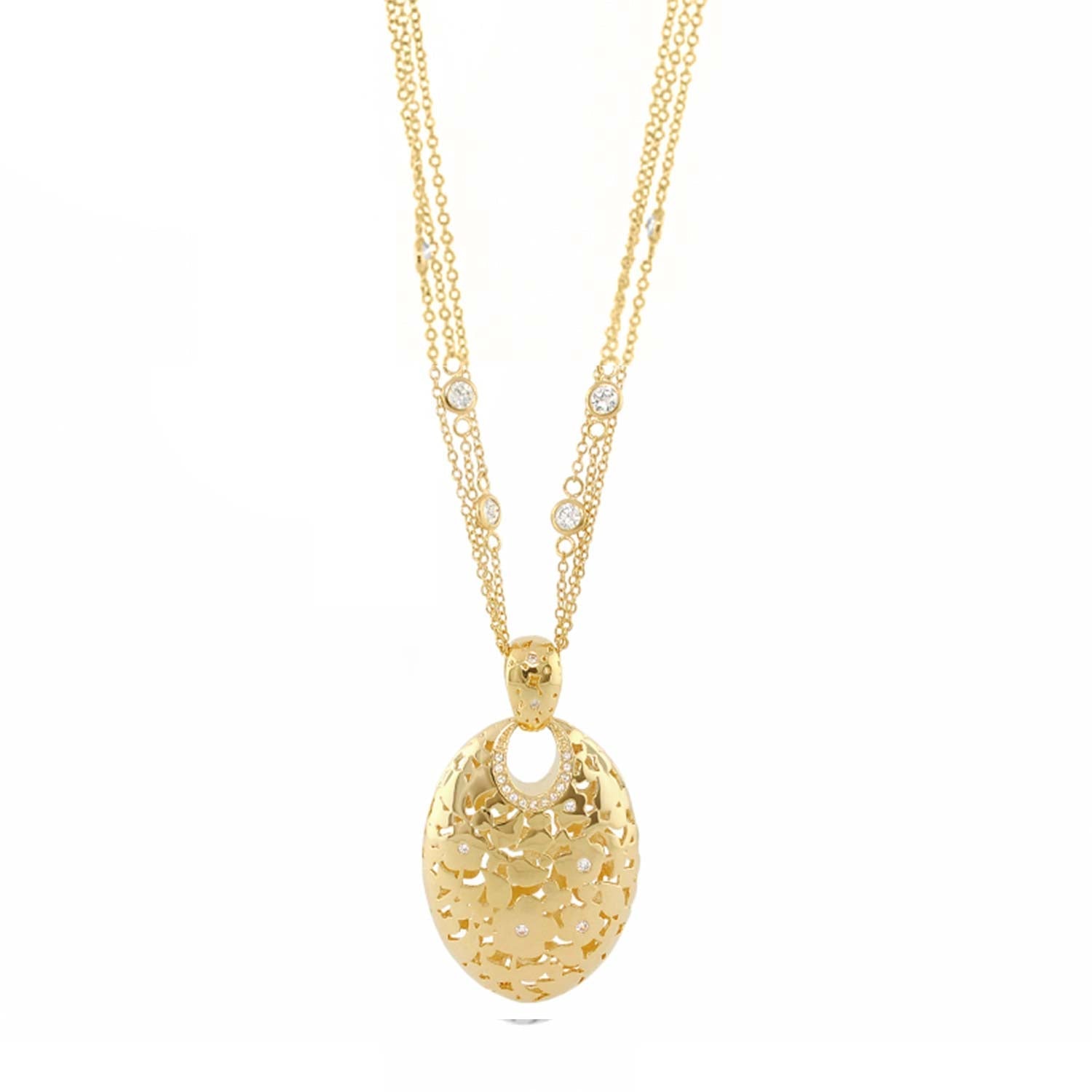 Pendant Flowers by Orly Openwork Oval on gold chain with diamond accents by Lauren G Adams on Tampa Home & Garden Store