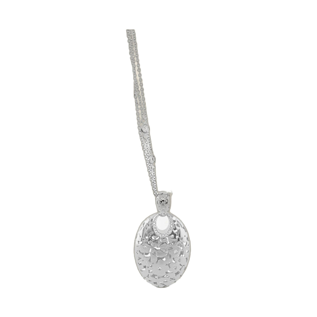 Pendant necklace Flowers by Orly Openwork Oval with floral lattice by Lauren G Adams in silver on Tampa Home & Garden Store