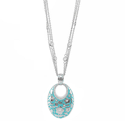 Pendant Flowers by Orly turquoise enamel oval pendant on chain Lauren G Adams on Tampa Garden on Tampa Home & Garden Store