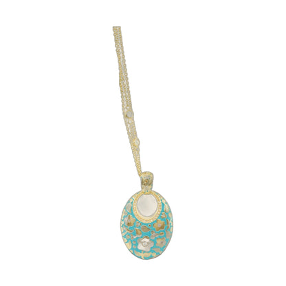 Flowers by Orly Pendant Necklace hand-poured oval turquoise enamel with gold lattice chain by Lauren G Adams on Tampa Home & Garden Store