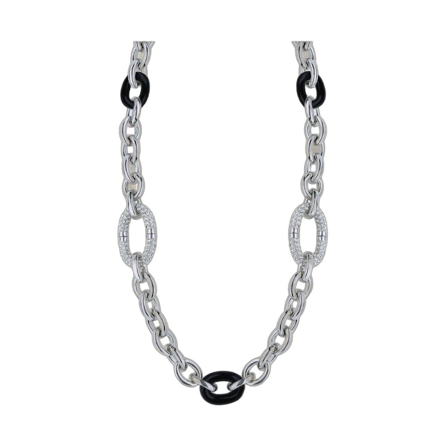 Players Club Collection statement necklace by Lauren G Adams, black rings, pave oval pendant on Tampa Home & Garden Store