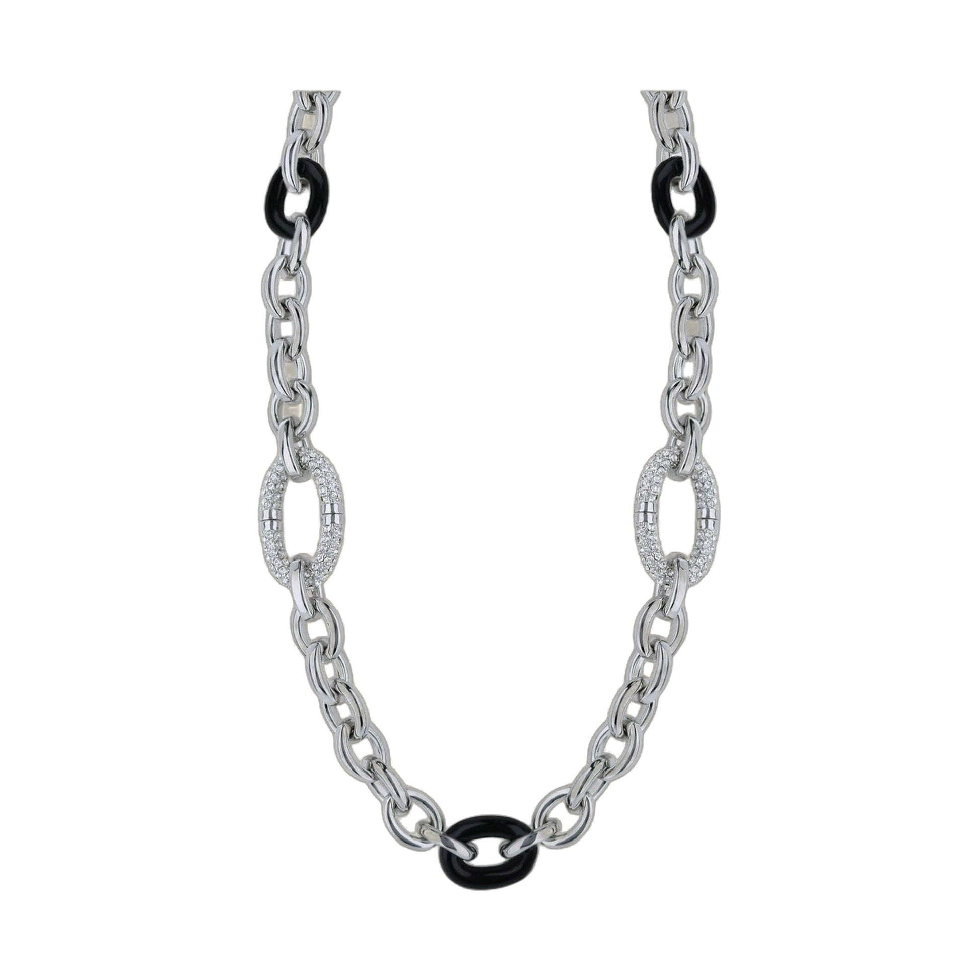 Players Club Collection statement necklace by Lauren G Adams, black rings, pave oval pendant on Tampa Home & Garden Store