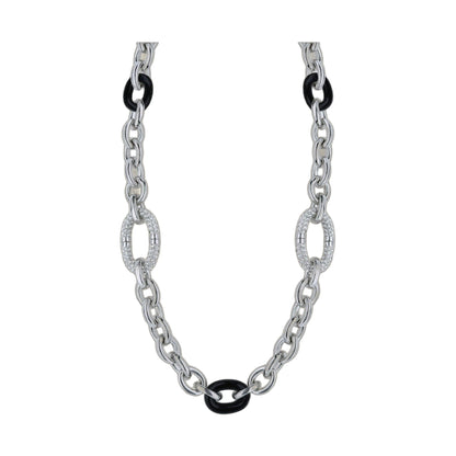 Players Club Collection statement necklace by Lauren G Adams, black rings, pave oval pendant on Tampa Home & Garden Store