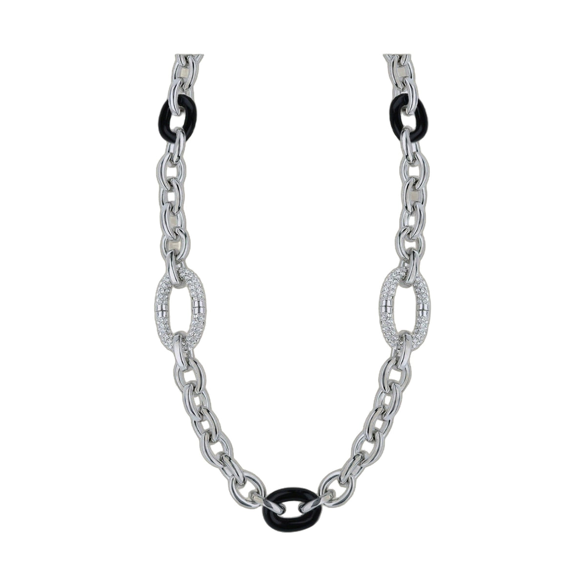 Statement necklace by Lauren G Adams with pavé diamond oval pendant on silver chain on Tampa Home & Garden Store