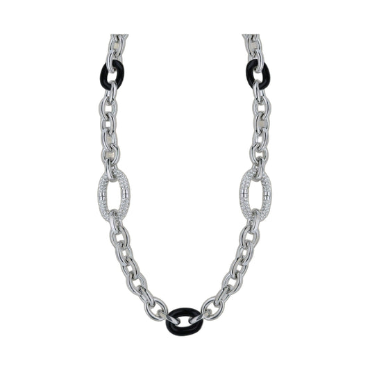 Statement necklace by Lauren G Adams with pavé diamond oval pendant on silver chain on Tampa Home & Garden Store