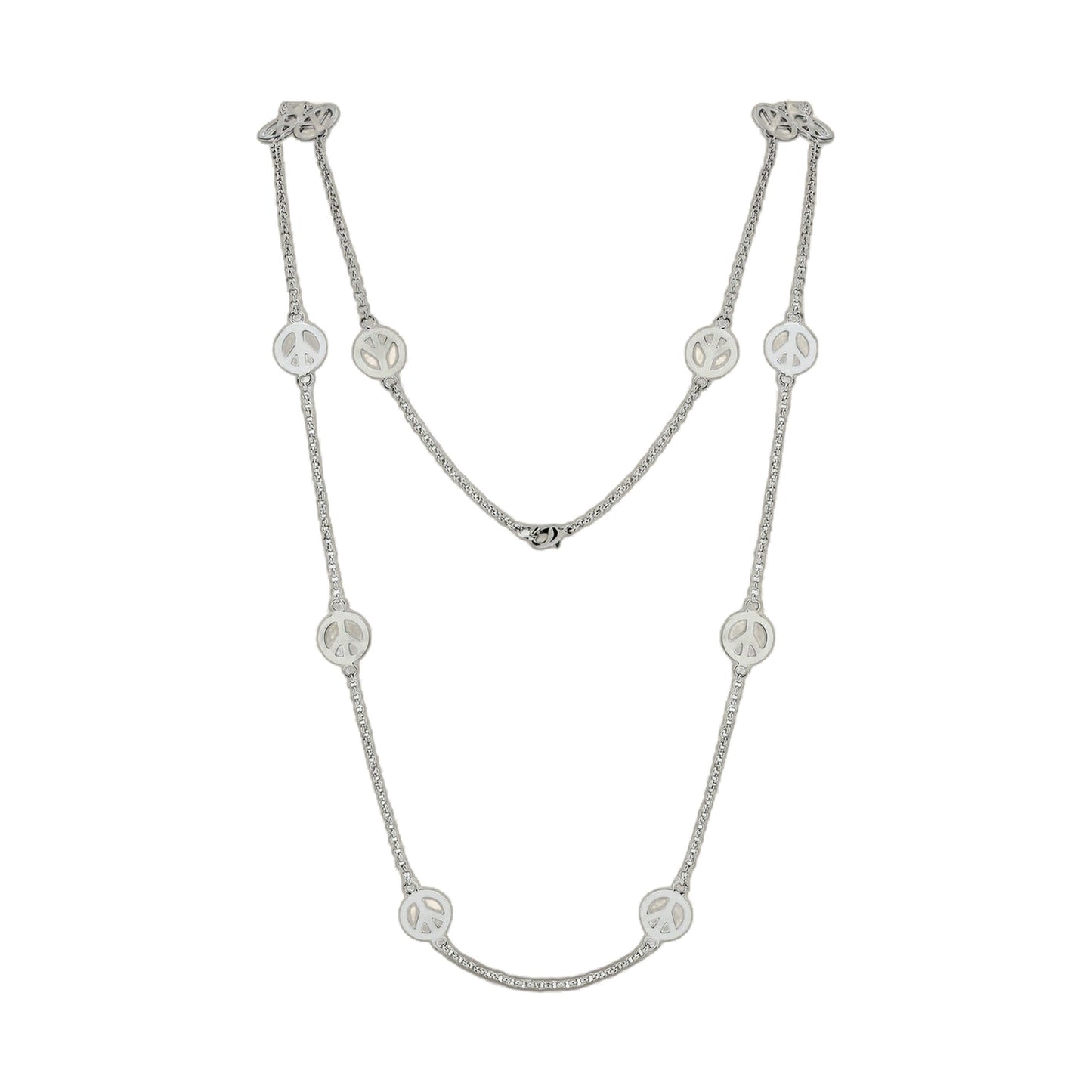 Peace Necklace by Lauren G Adams, long silver-tone layered necklace with peace sign discs on Tampa Home & Garden Store
