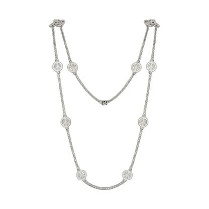 Peace Necklace by Lauren G Adams, long silver-tone layered necklace with peace sign discs on Tampa Home & Garden Store