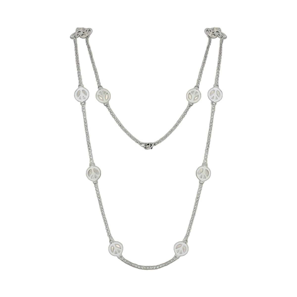 Peace Necklace, long silver chain with circular peace sign charms by Lauren G Adams on Tampa Home & Garden Store