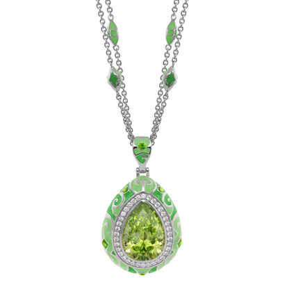Elegant Drops Pendant Necklace by Lauren G Adams: lime green teardrop stone with diamond halo on Tampa Home & Garden Store
