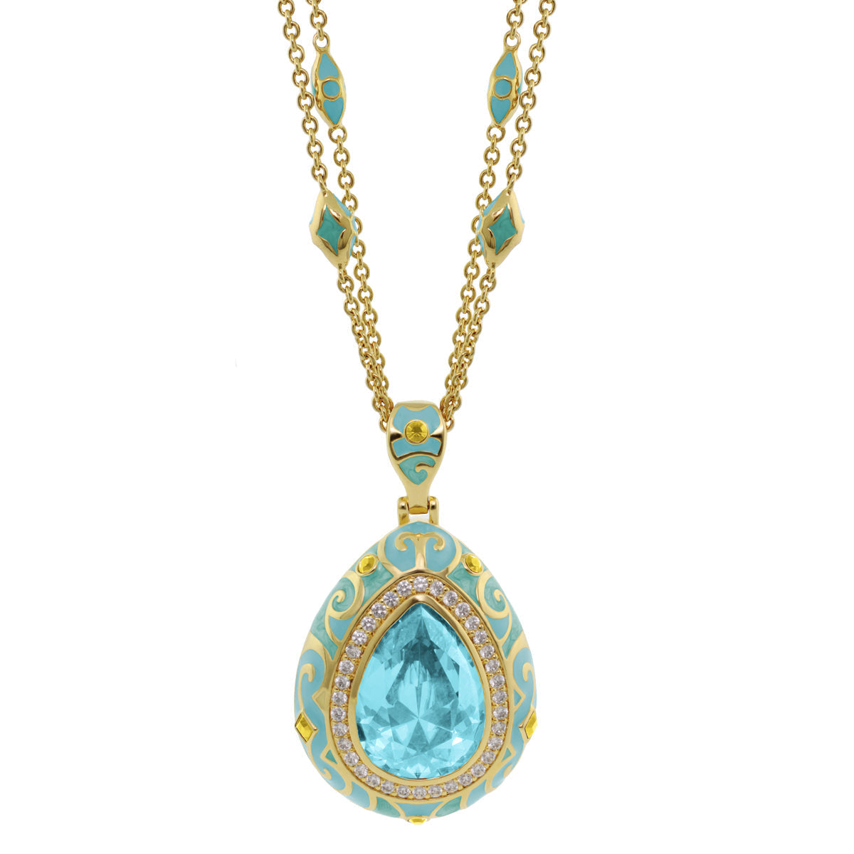 Elegant Drops Pendant Necklace gold with turquoise and aqua teardrop gem by Lauren G Adams on Tampa Home & Garden Store