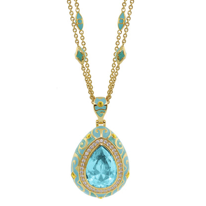 Elegant Drops Pendant Necklace gold with turquoise and aqua teardrop gem by Lauren G Adams on Tampa Home & Garden Store