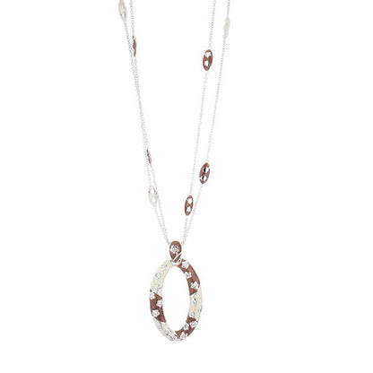 Flowering Vines Necklace by Lauren G Adams; two-tone oval pendant with crystals on Tampa Home & Garden Store