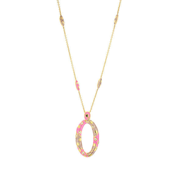 Flowering Vines Necklace by Lauren G Adams, gold chain with pink and gray stone pendant on Tampa Home & Garden Store