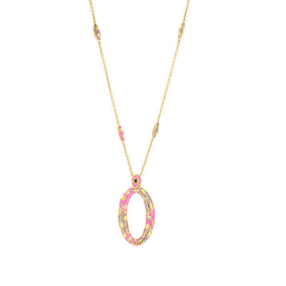 Flowering Vines Necklace by Lauren G Adams, gold chain with pink and gray stone pendant on Tampa Home & Garden Store