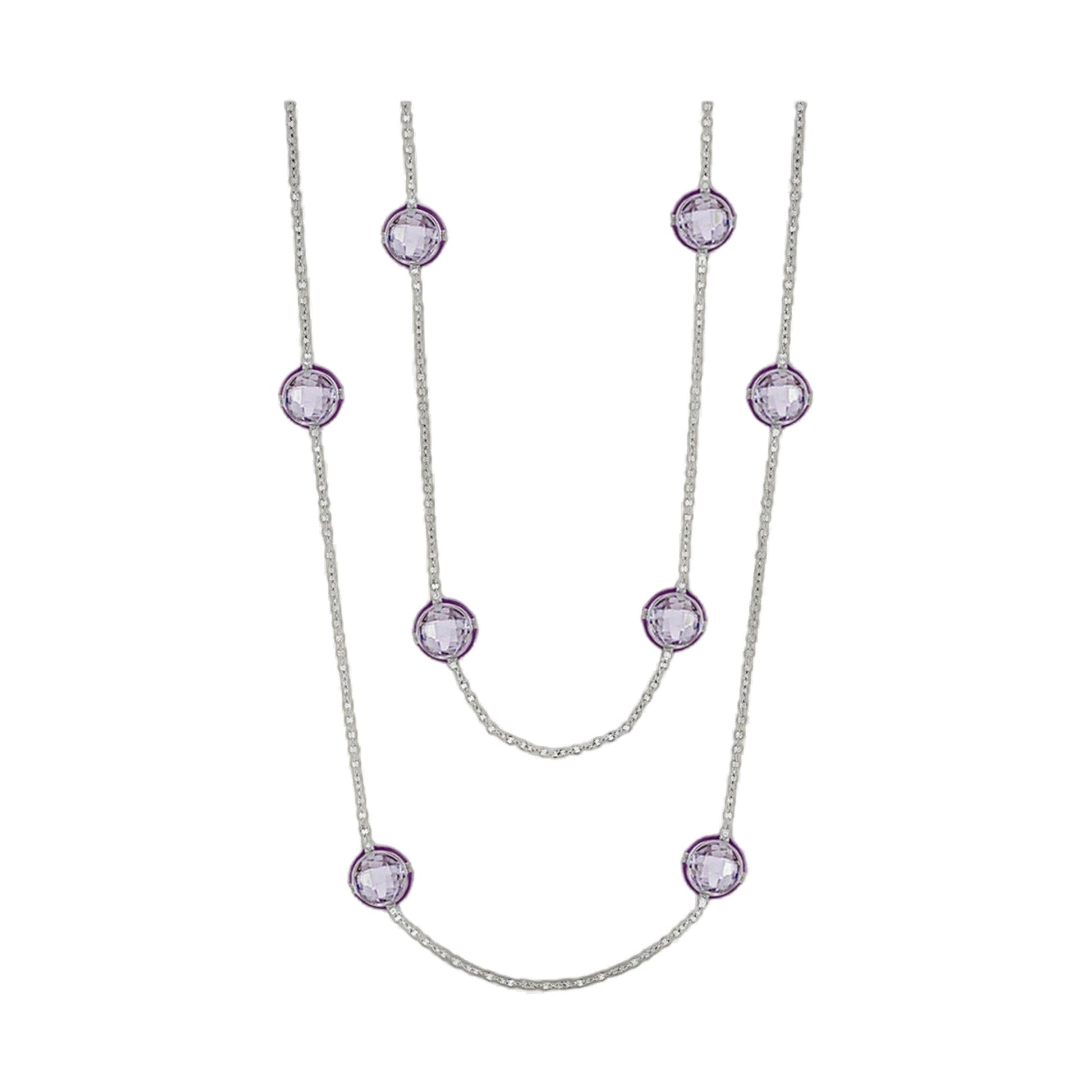 Prince Charming Necklace by Lauren G Adams, silver-tone multi-strand chain with purple crystals on Tampa Home & Garden Store