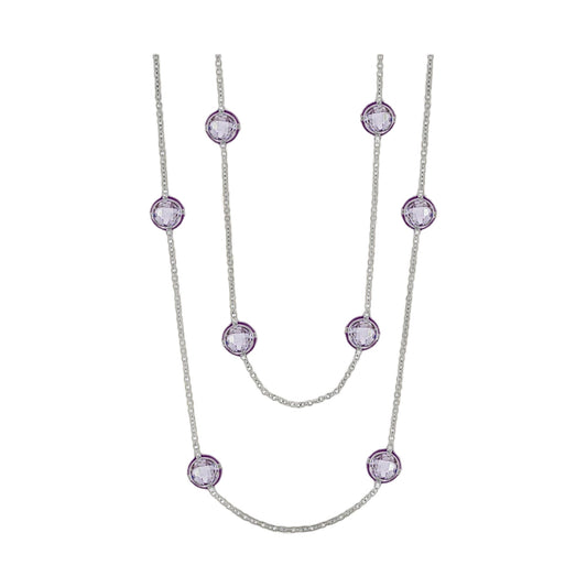 Prince Charming Necklace by Lauren G Adams, silver-tone multi-strand chain with purple crystals on Tampa Home & Garden Store