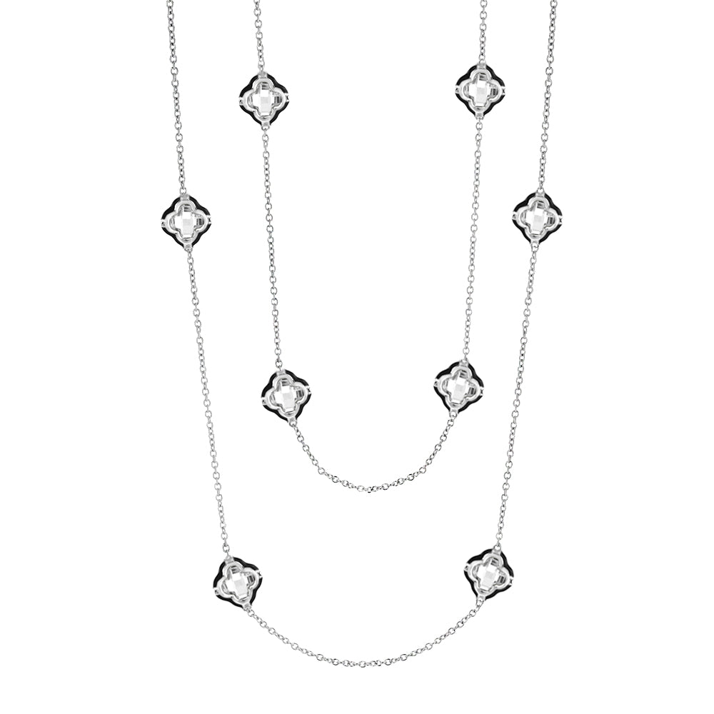 Prince Charming Long Necklace by Lauren G Adams, silver-tone chain with crystal charms on Tampa Home & Garden Store