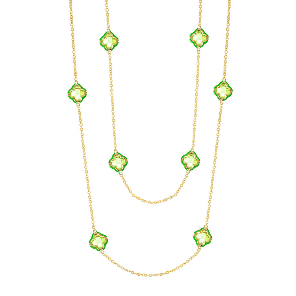 Prince Charming necklace by Lauren G Adams in gold with green gemstone accents on Tampa Home & Garden Store