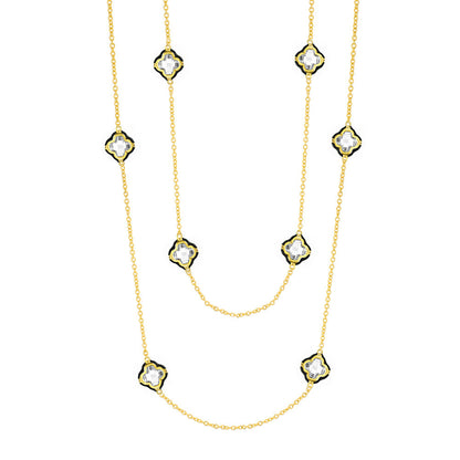 Prince Charming Long Necklace gold-tone chain with crystal quatrefoil stations by Lauren G Adams on Tampa Home & Garden Store