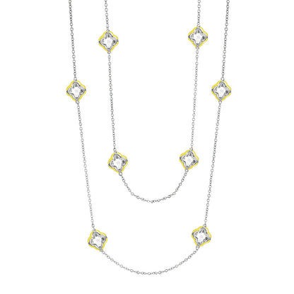 Prince Charming Long Necklace Lauren G Adams with yellow floral charms on silver chain on Tampa Home & Garden Store