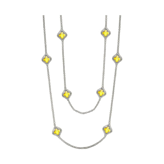 Prince Charming Long Necklace silver chain with yellow cross charms Lauren G Adams Tampa on Tampa Home & Garden Store