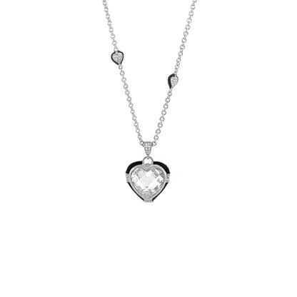 Prince Charming Necklace by Lauren G Adams, silver heart pendant with clear crystal on Tampa Home & Garden Store