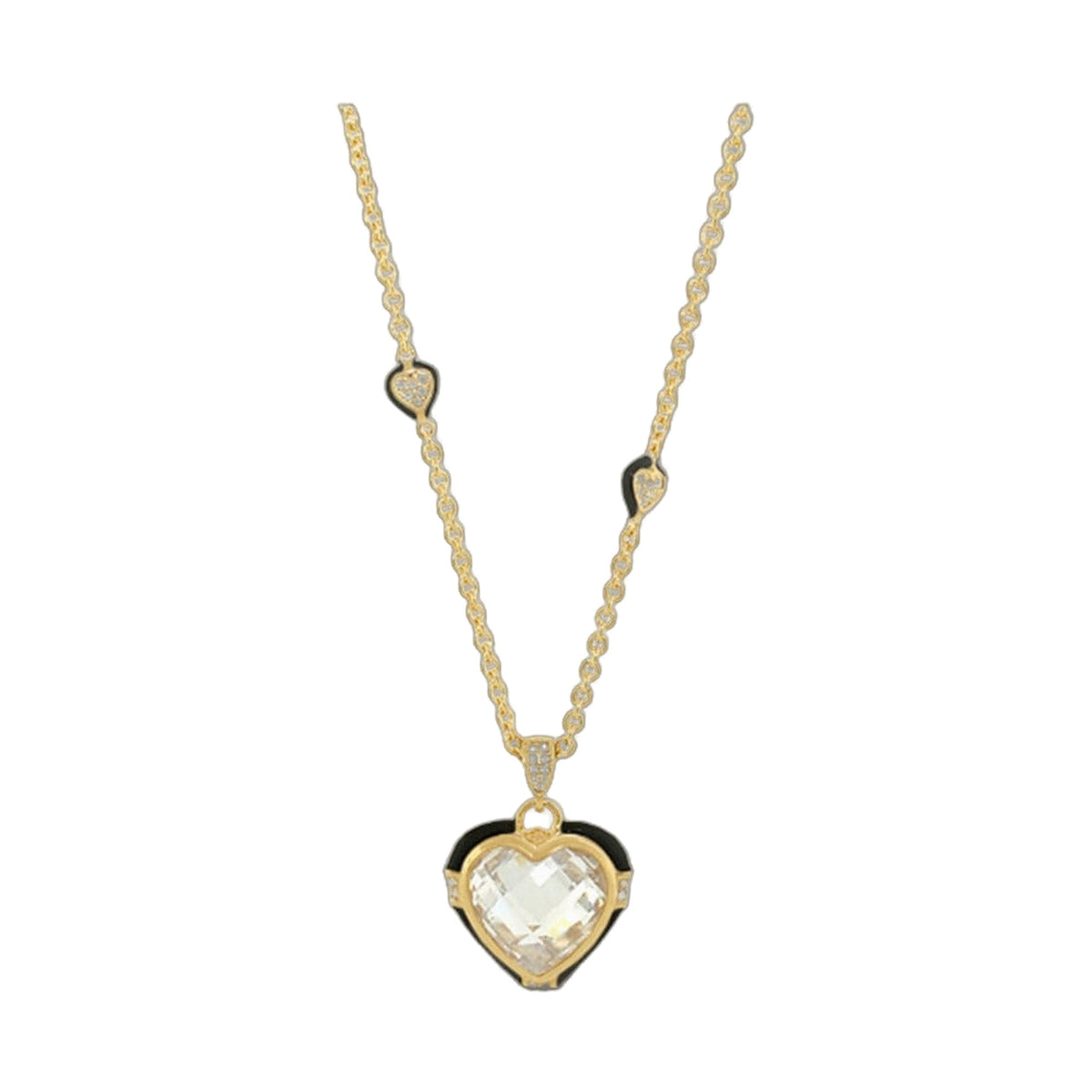 Prince Charming Necklace by Lauren G Adams, gold-tone chain with heart pendant and crystal on Tampa Home & Garden Store