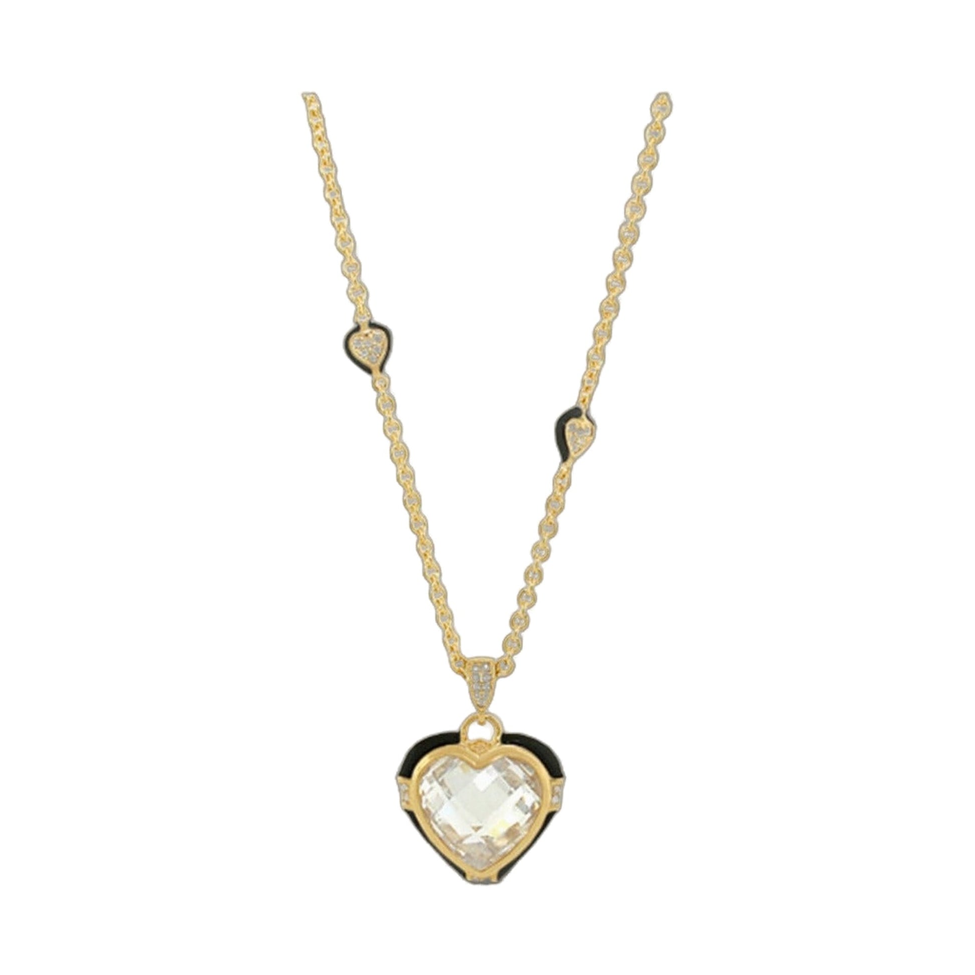 Prince Charming Necklace by Lauren G Adams, gold-tone chain with heart pendant and crystal on Tampa Home & Garden Store